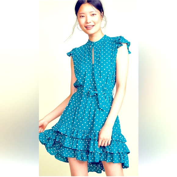 Zimmermann Dresses & Skirts - Zimmermann Flutter Smock Short Dress in teal dots size 1